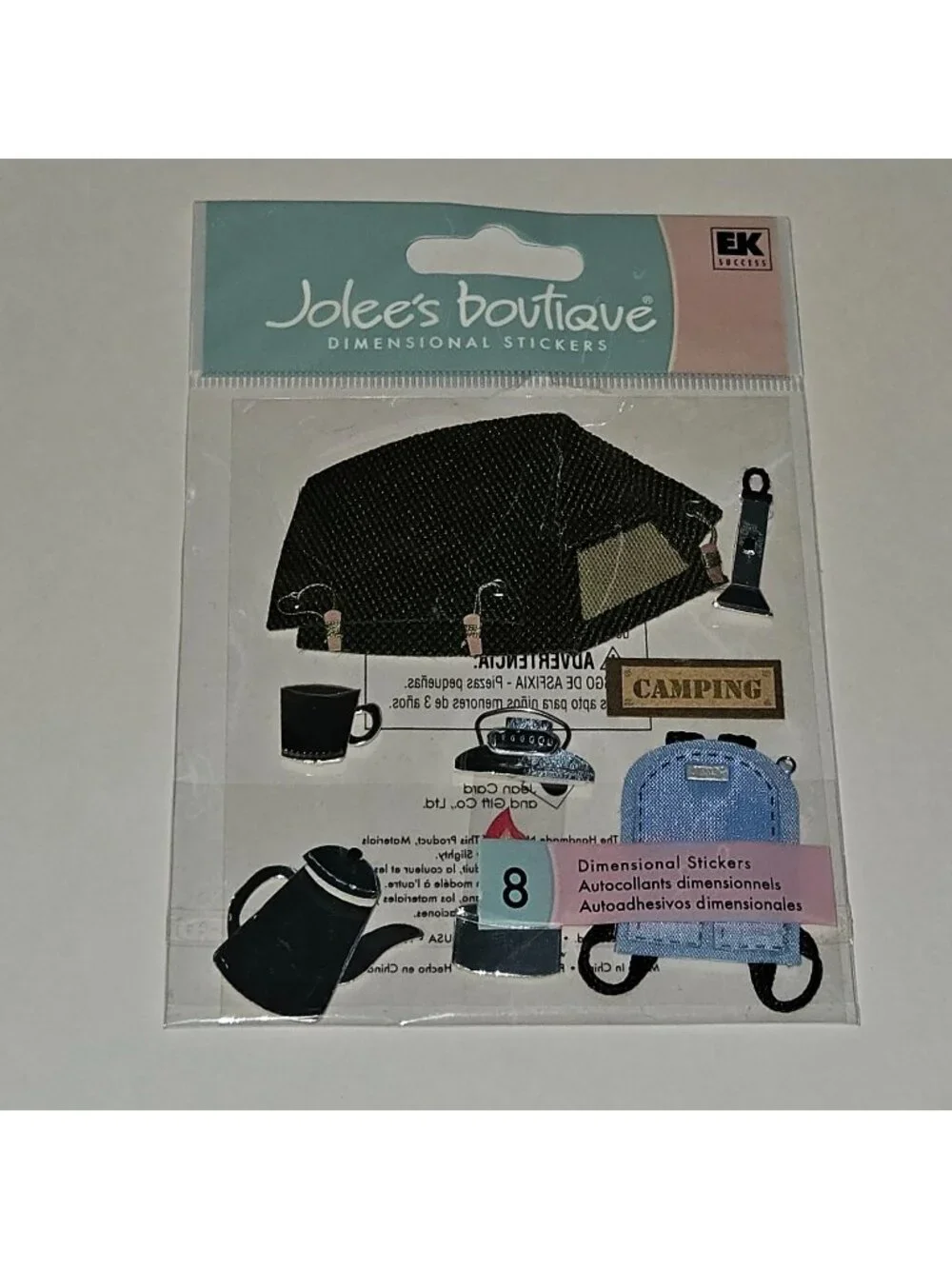 Dimensional Stickers Lot Scrapbooking Camping Tent Backpack Flashlight Mug Pot
